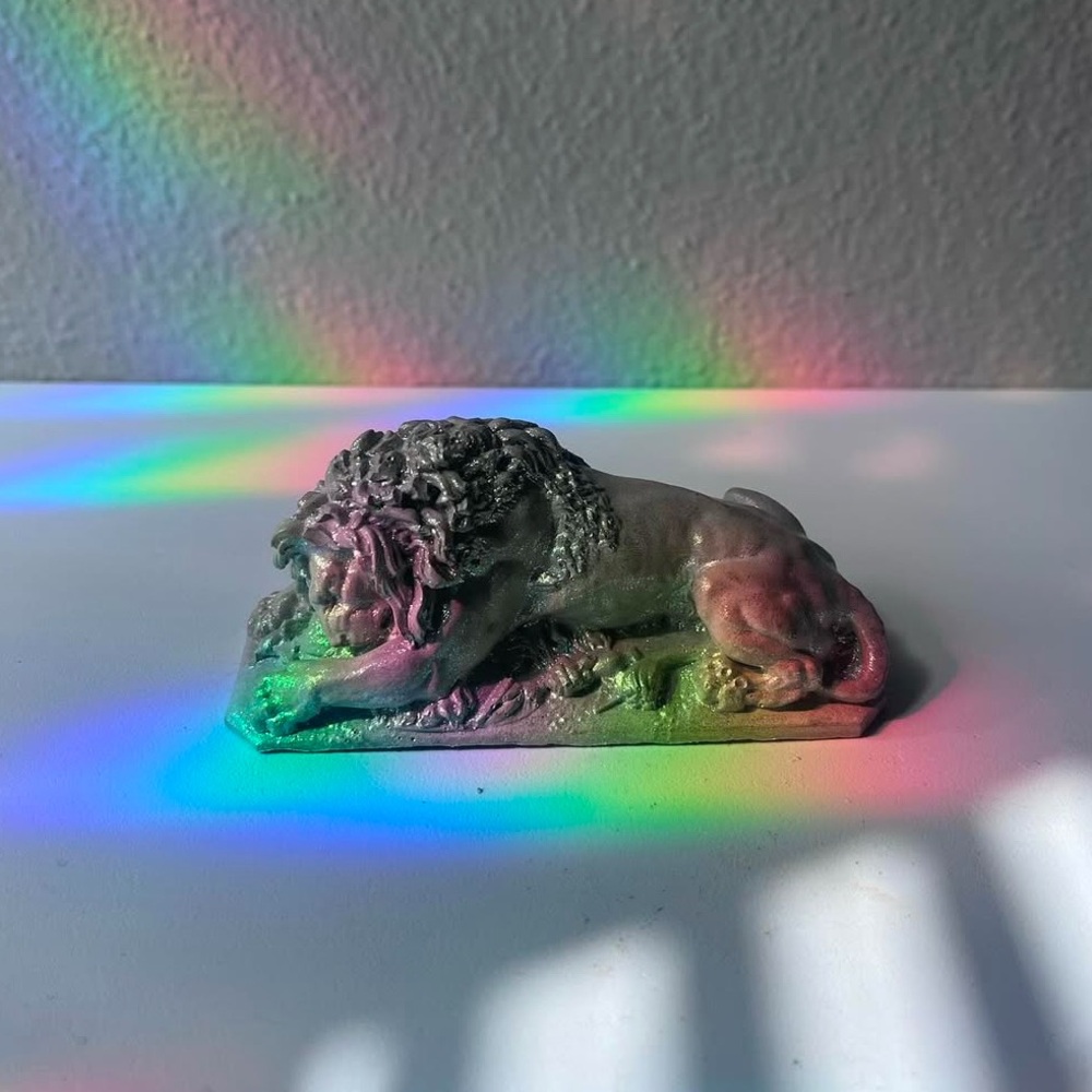 Sleeping lion statue